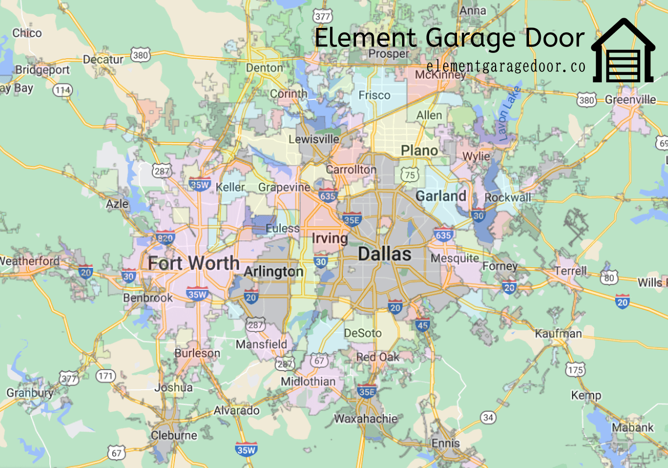 elementgaragedoor.com_dallas_fort_worth_texas_map